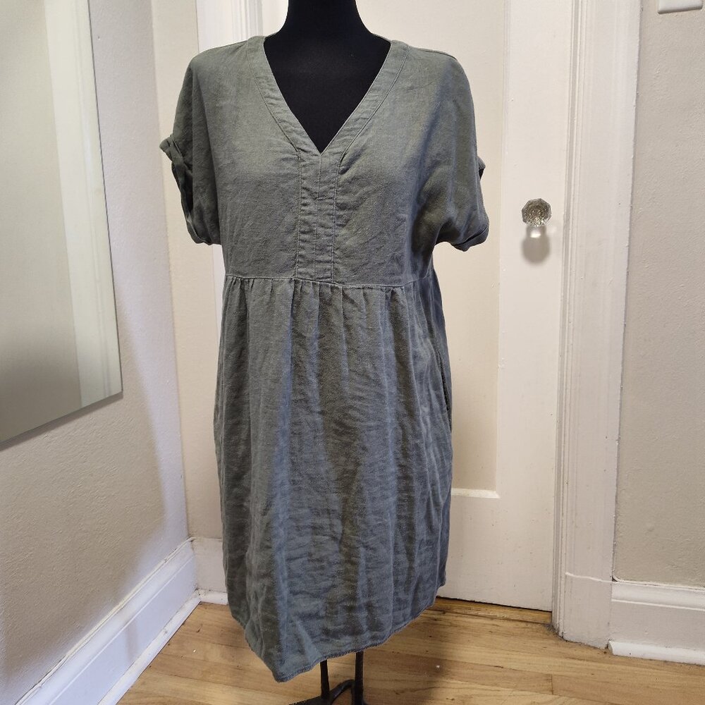 Briggs Green Gray Linen Dress